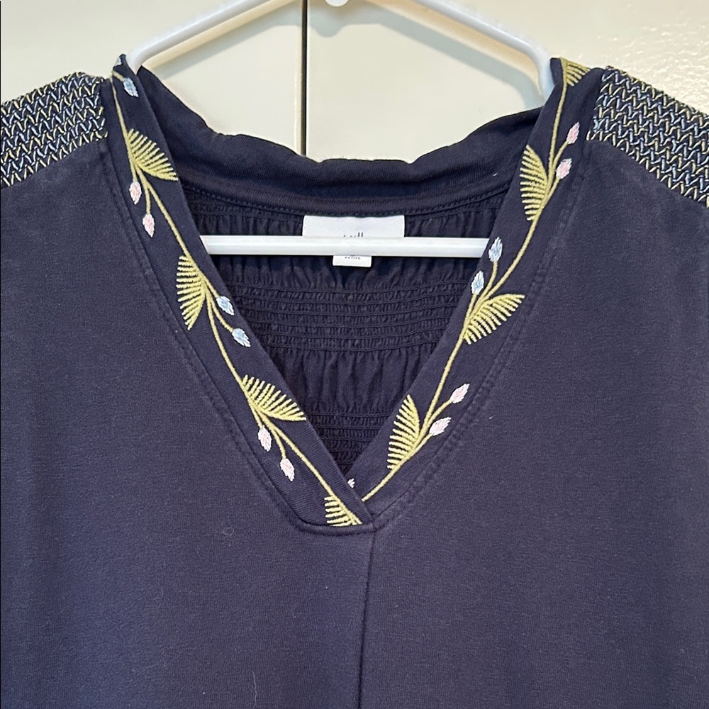 J. Jill dark blue Dress with Floral Accents - Picture 2 of 8